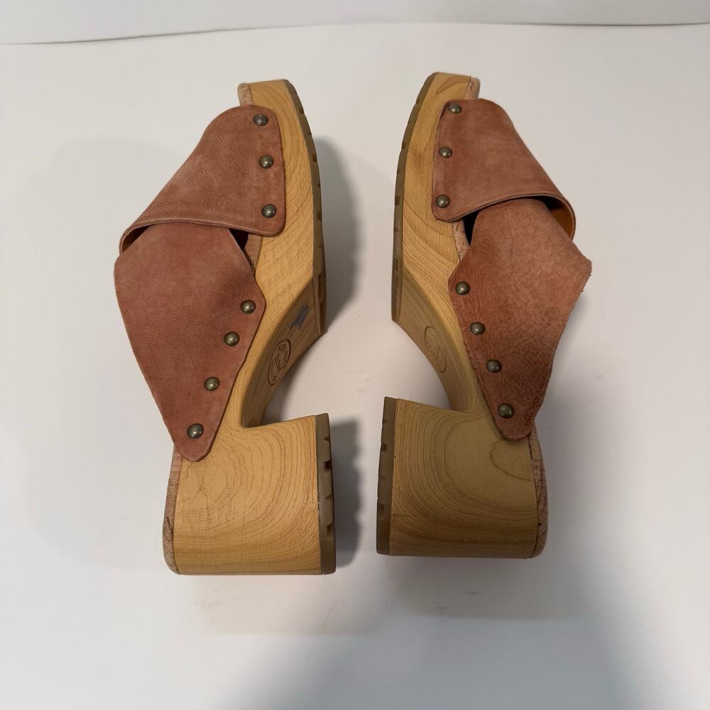 Kork-Ease Suede Crossband Clog Heels in Chestnut - Picture 6 of 7